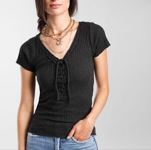 Raw Egde Lace-Up Top